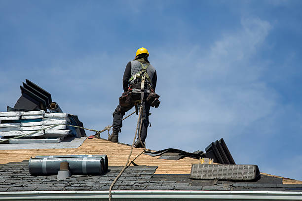 Professional Gutter Installation technician working in Fishers, NY